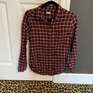 Hollister Maroon Flannel Button Up